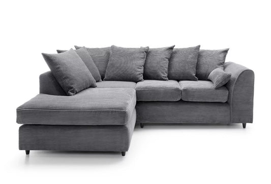 Jasmine Jumbo Cord Corner Sofa - Left Arm Grey
