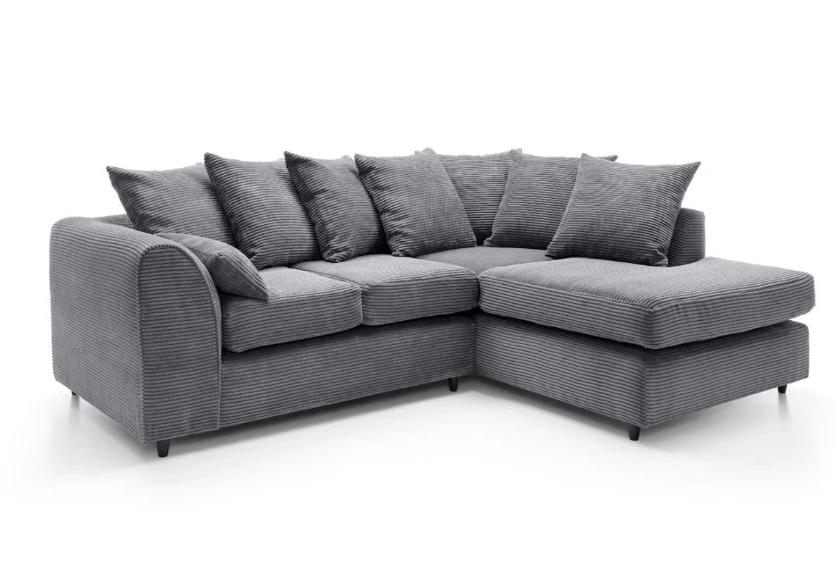 Jasmine Jumbo Cord Corner Sofa - Right Arm Grey