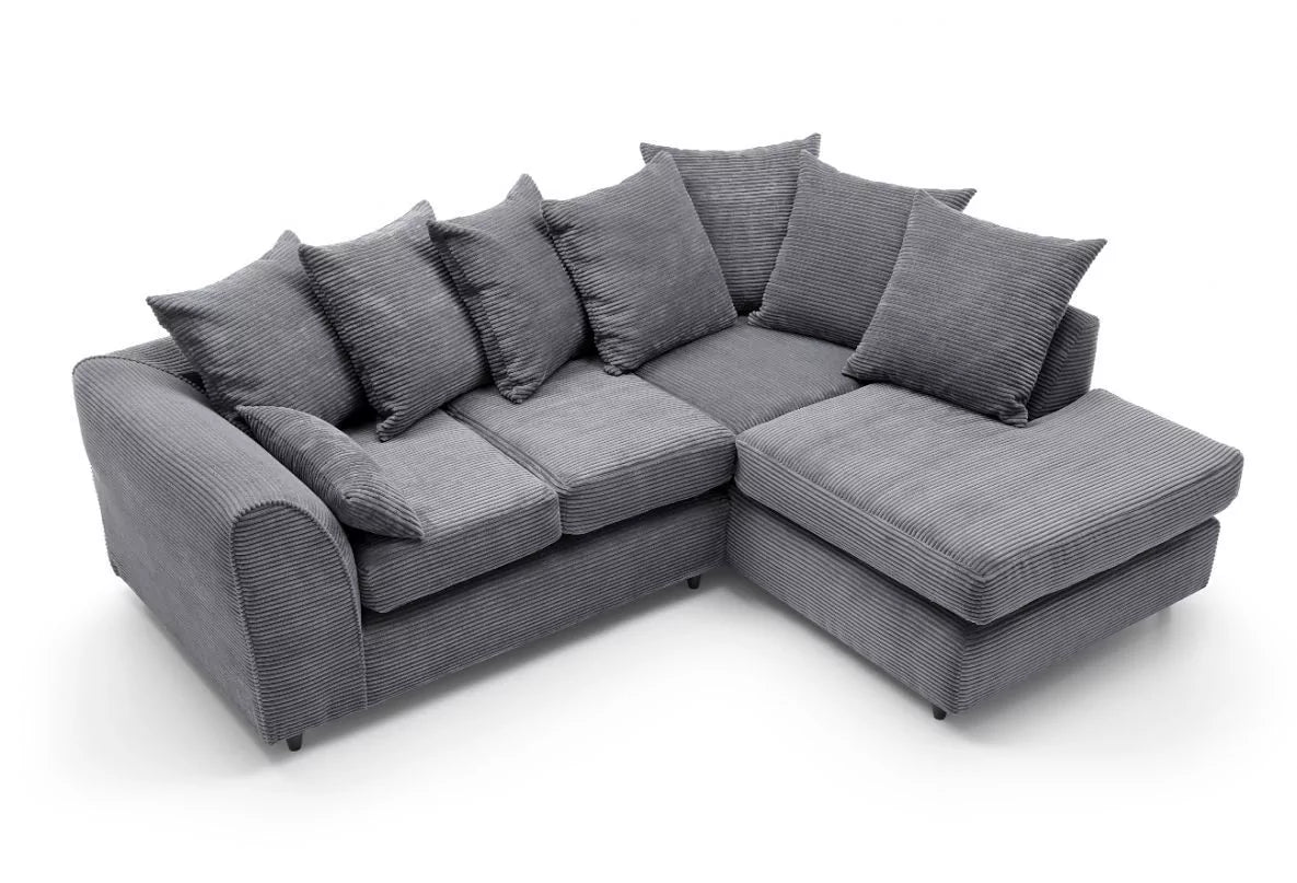Jasmine Jumbo Cord Corner Sofa - Right Arm Grey