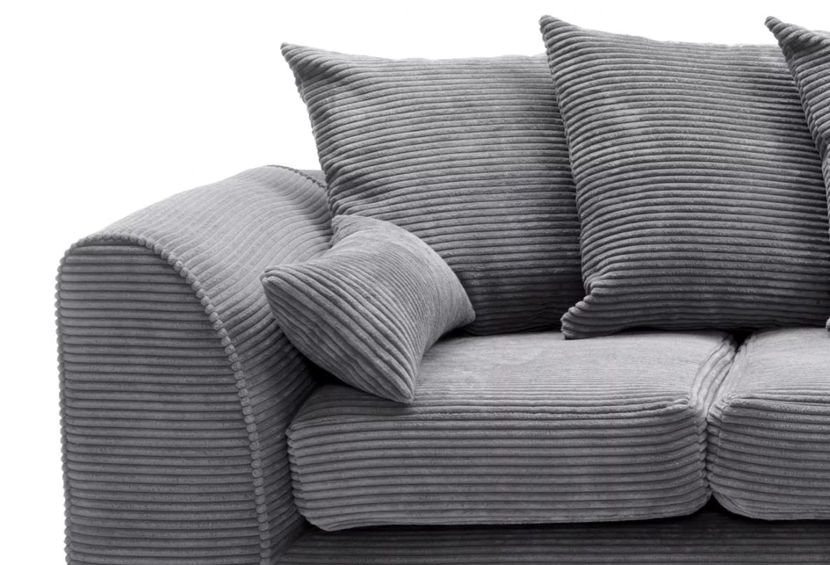 Jasmine Jumbo Cord Corner Sofa - Right Arm Grey