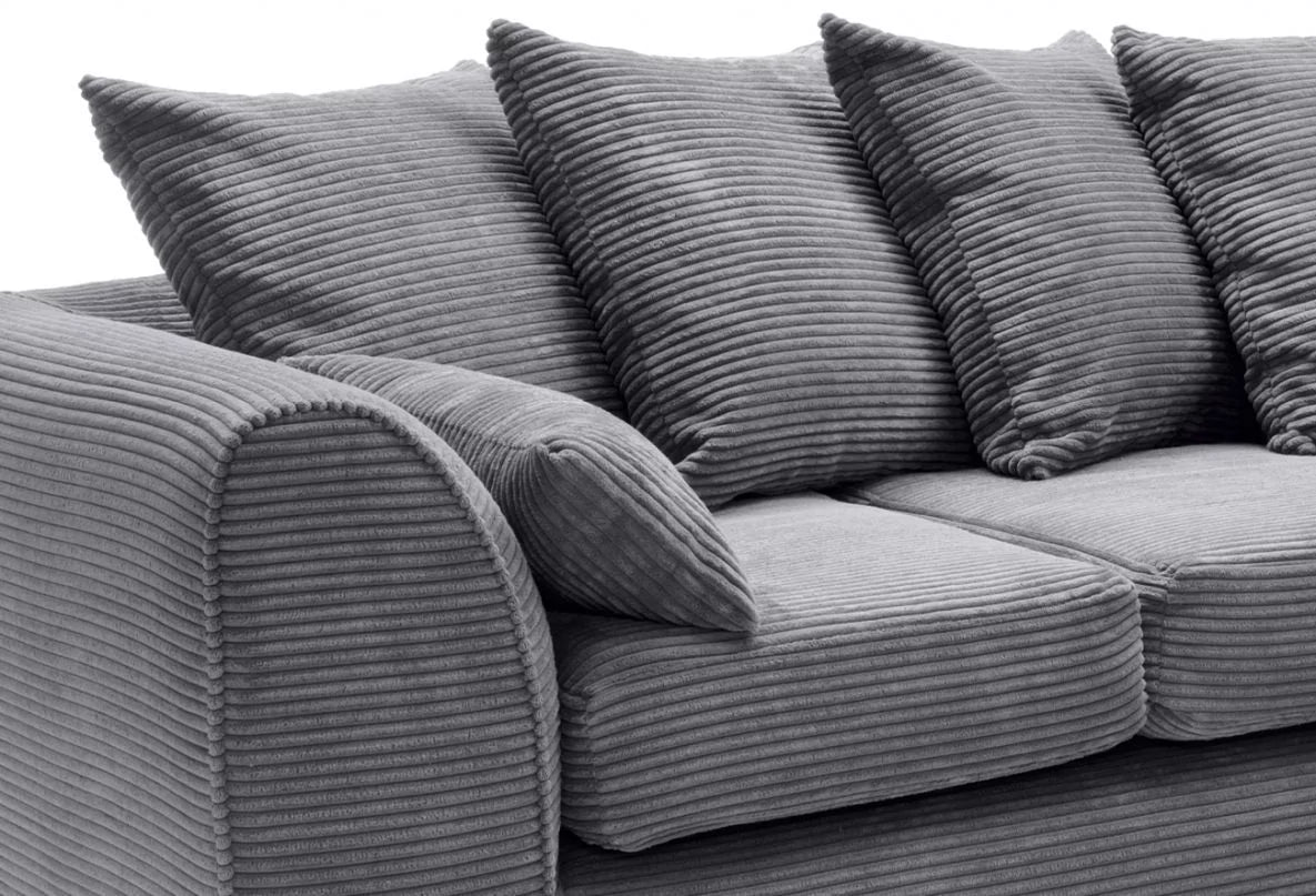 Jasmine Jumbo Cord Corner Sofa - Right Arm Grey