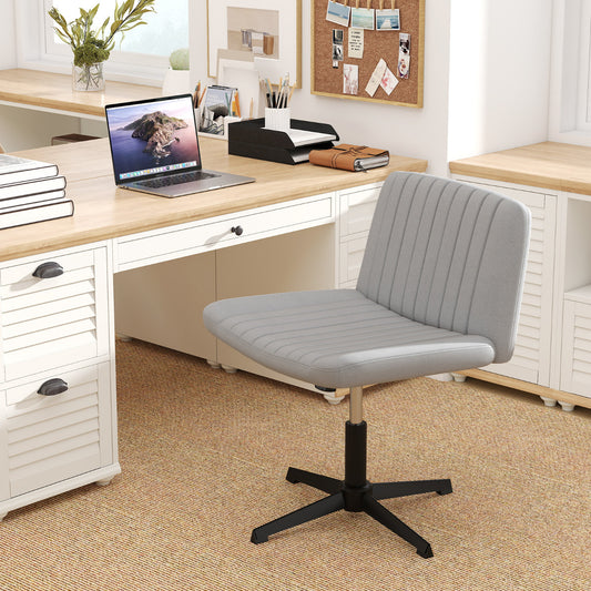 Criss Cross Legged Chair No Wheels with Wide Padded Seat-Grey