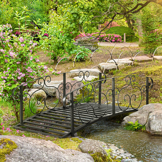 Outsunny 184cm Metal Arch Garden Bridge in Black, image 2