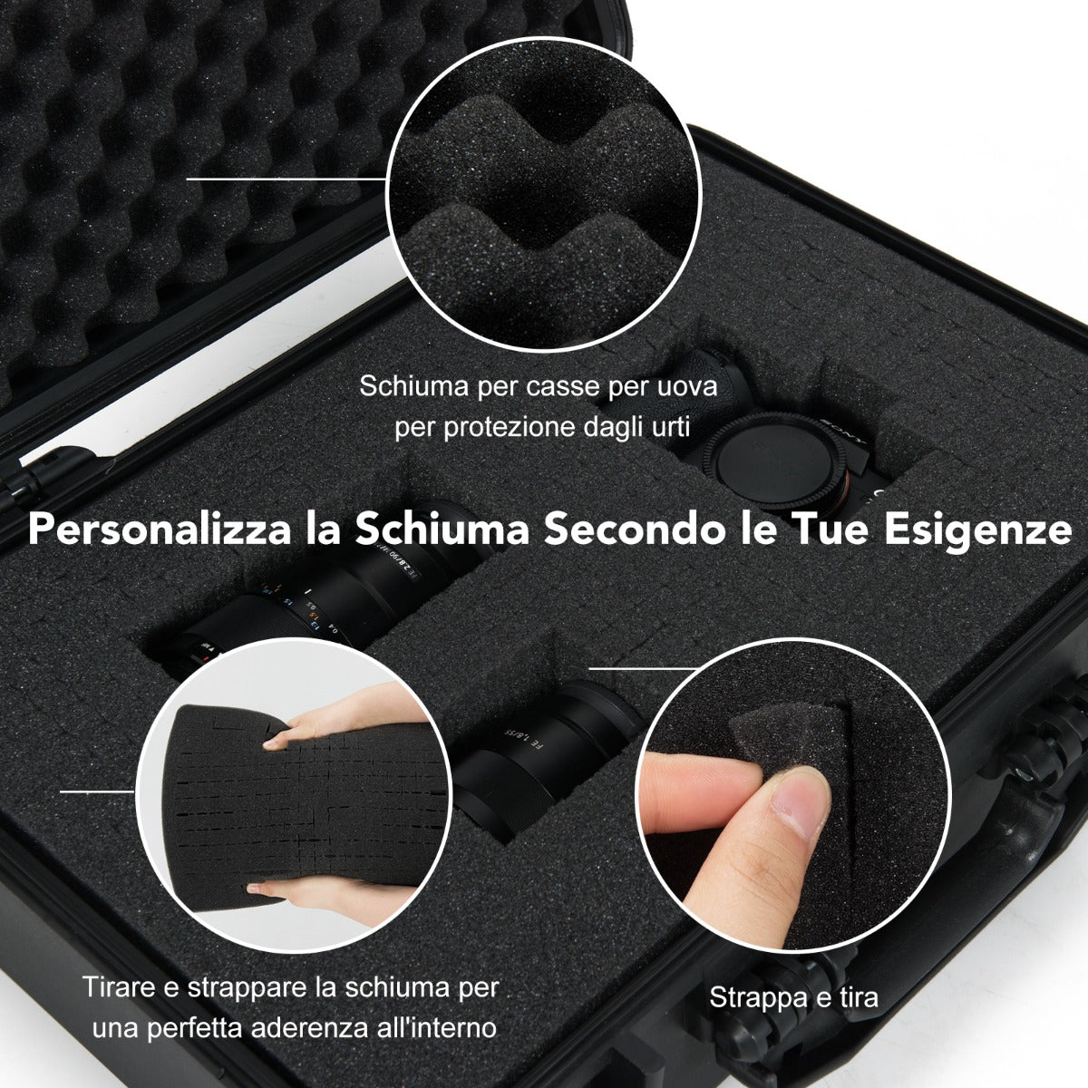 Portable Waterproof Hard Case for Electronics, Hard Shell Dry Box 56x44x22cm Black