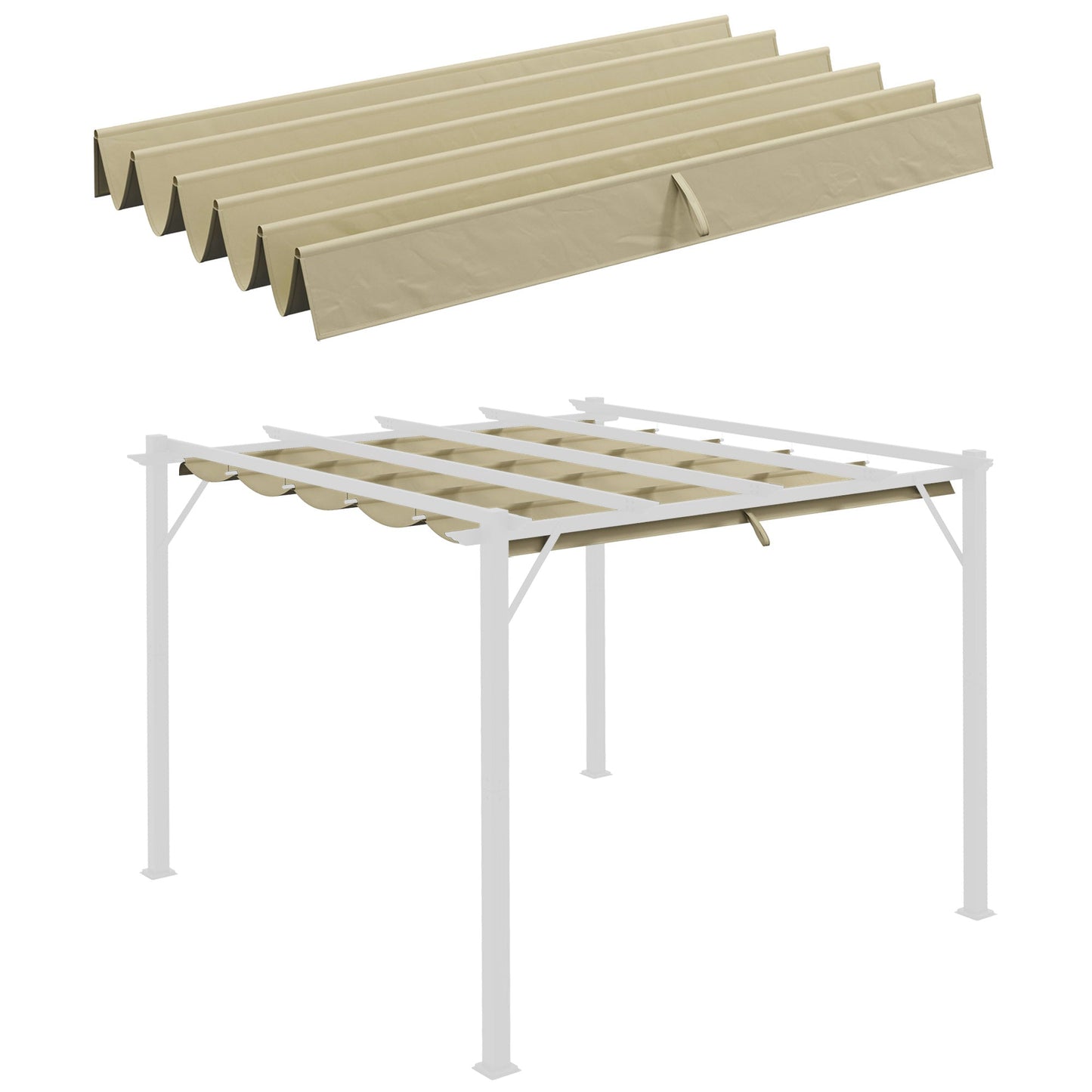 Outsunny Retractable Pergola Cover, 2.55 x 2.5 m Replacement Canopy Fabric for 3 x 3 m Frame, Roof Top Only, Beige