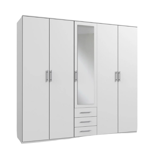 BANHA 5 Door Wardrobe White 225cm