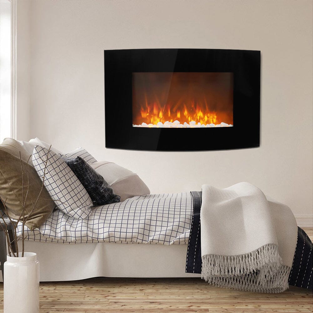 35 Inch Curved Screen Electric Fireplace Realistic 1800W Fire Effect Heater