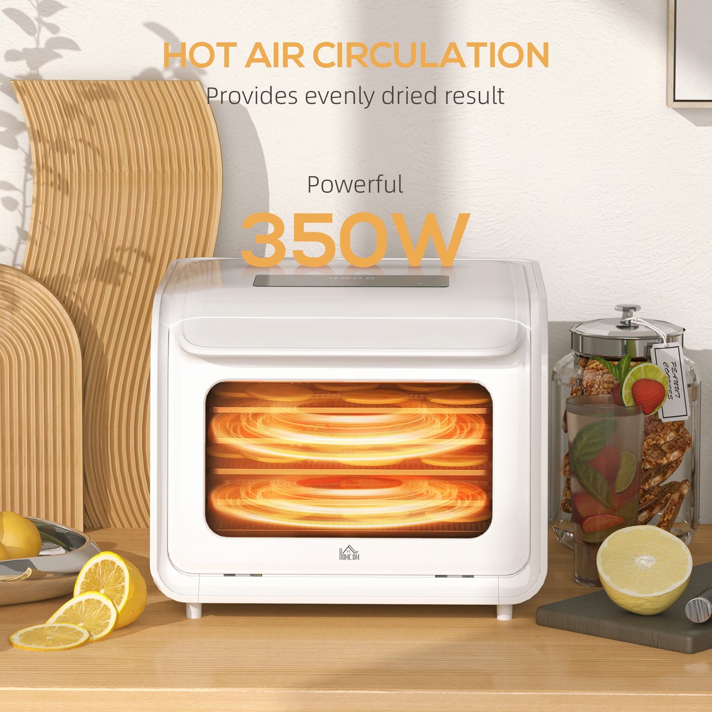 مجفف الطعام HOMCOM 35-70√Ǭ∞C بستة صواني - أبيض