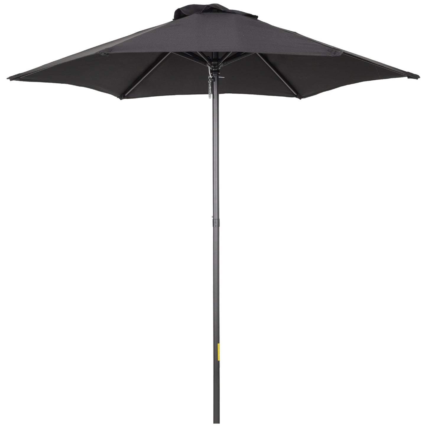 Outsunny 2m Parasol ogrodowy, zewnętrzny parasol przeciwsłoneczny z 6 wytrzymałymi żebrami na balkon, ławkę, ogród, czarny