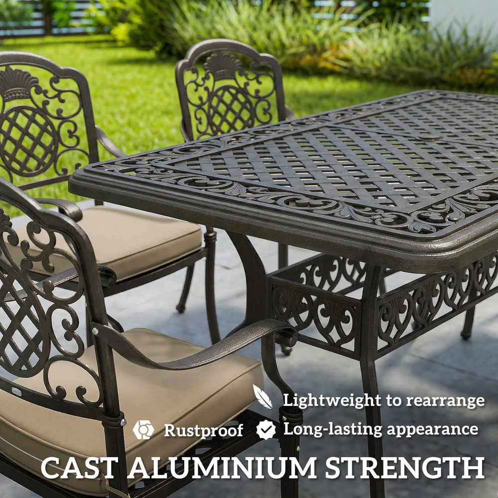 Outsunny Garden Dining Set for 6 in Bronze Tone, image 5