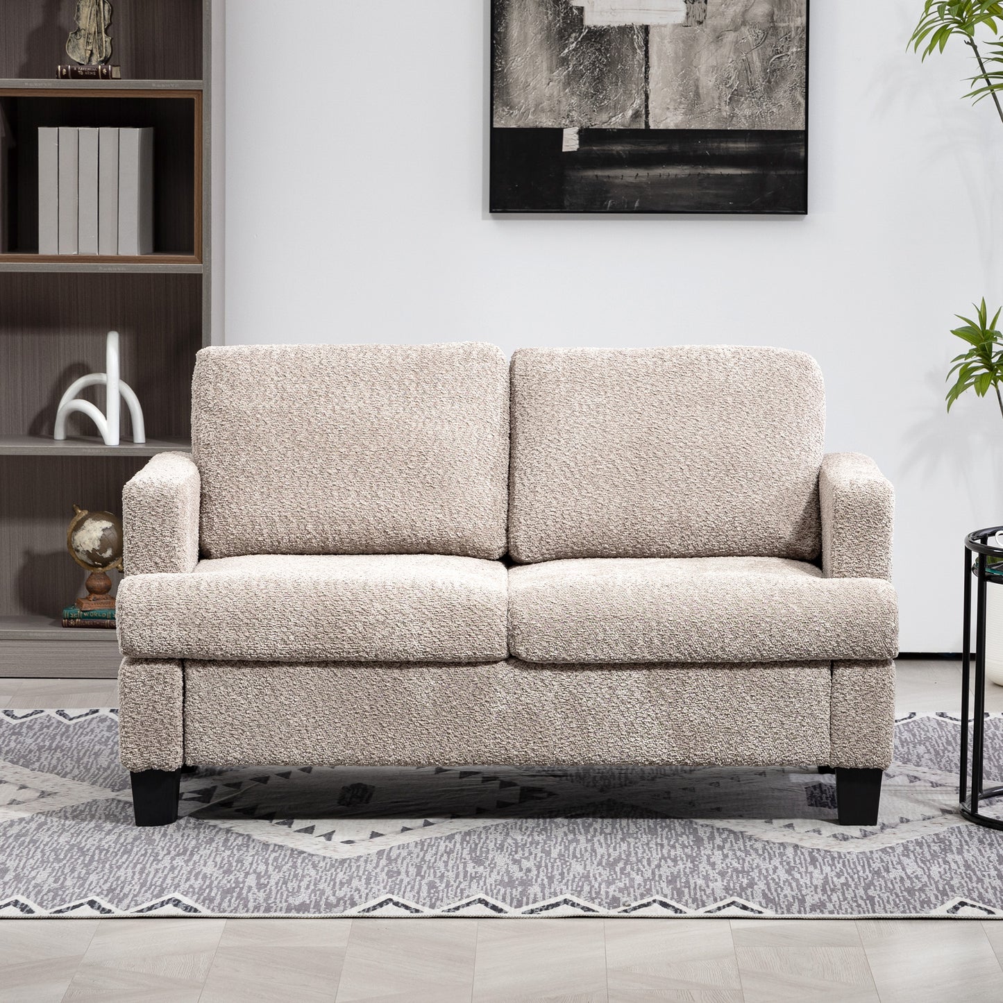 HOMCOM 2 Seater Sofa, Loveseat Sofa with Removable Back Cushions, Chenille Fabric Small Couch Settee with S-springs for Living Room, Bedroom, Home Office, Light Brown