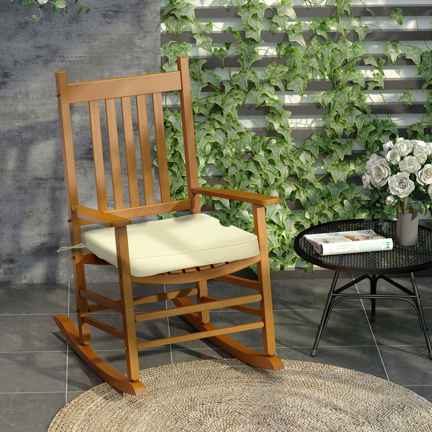 Outsunny Set of 6 Pcs Chair Cushion, 42Lx42Wx5T cm-Cream White