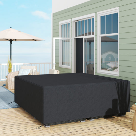 Outsunny 600D Oxford Outdoor Garden Furniture Sofa Set Cover, Waterproof Anti-UV Rattan Sun Lounger Protection Protector Cover, 225L x 210W x 70Hcm, Black