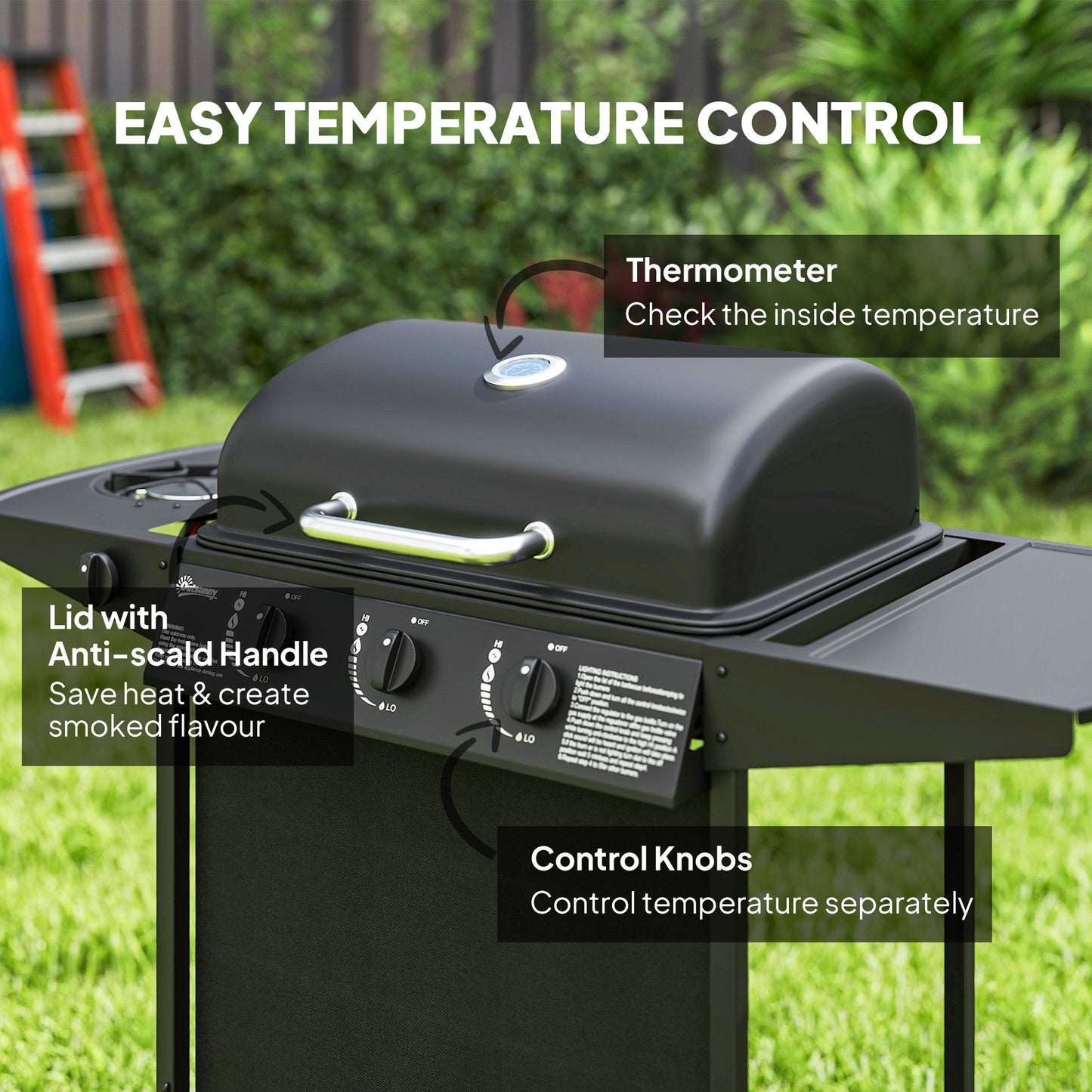 Outsunny Four Burner Gas Grill BBQ - Black