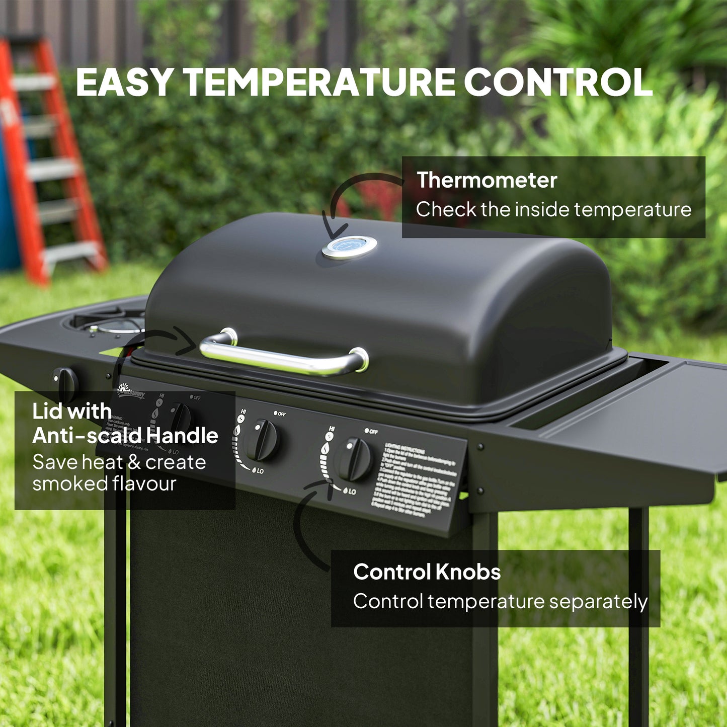 Grill gazowy Outsunny Four Burner BBQ – czarny