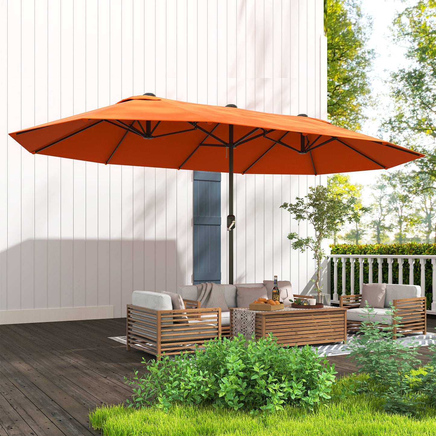 Outsunny 4,6 m podwójny parasol ogrodowy - pomarańczowy