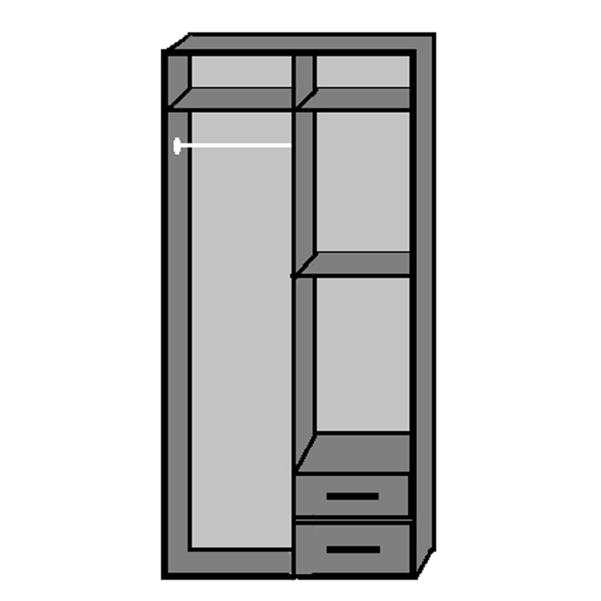 Wardrobe - OKHRA 2 Door 2 Drawer Wardrobe Oak 90cm