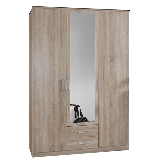 Wardrobe - OKHRA 3 Door Wardrobe Oak 135cm