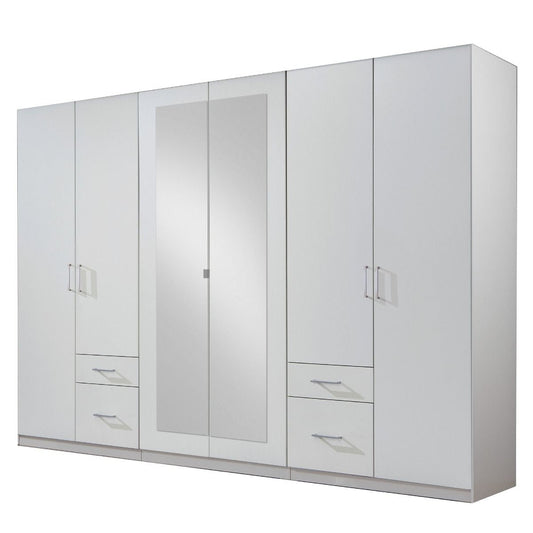 FLOCK 6 Door Wardrobe White 270cm