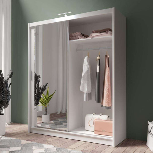 White Full Mirrored Sliding Door Wardrobe 180cm – ALDRIDGE
