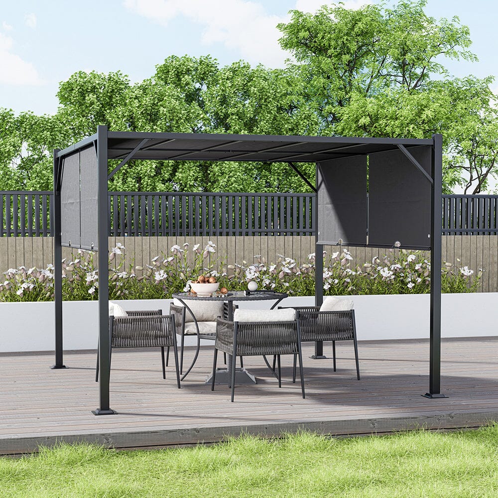 Luxury Outdoor Steel Pergola with Retractable Canopy