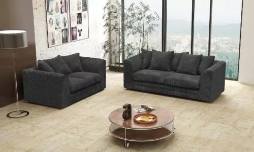 Desmond Jumbo Cord 3 Seater and 2 Seater Sofa Set - Grey and Other Colours