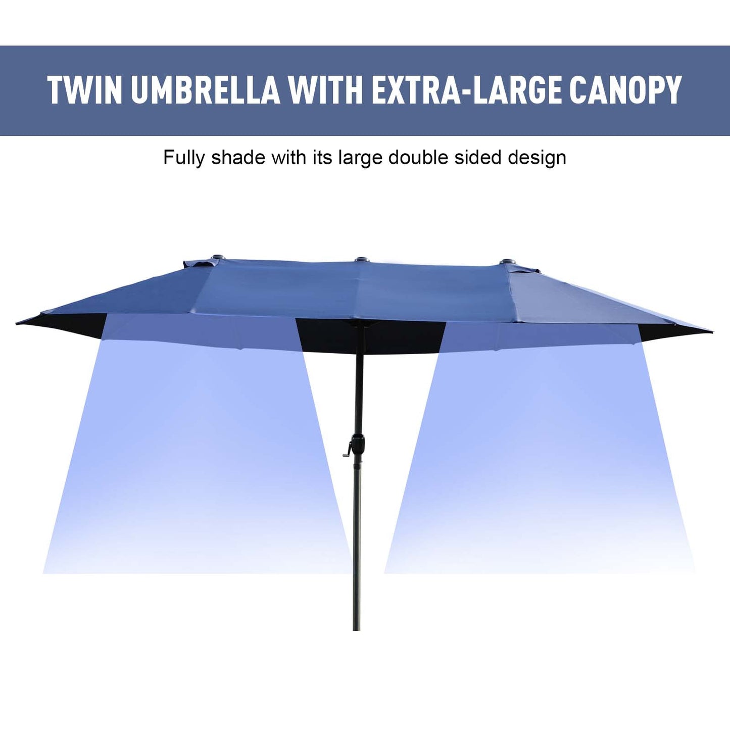 Parasol dwustronny Outsunny, 2,7x4,6 szer. x 2,4 wys. m-niebieski