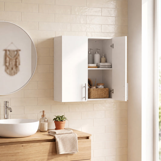 HOMCOM Bathroom Wall Cabinet in White, image 2