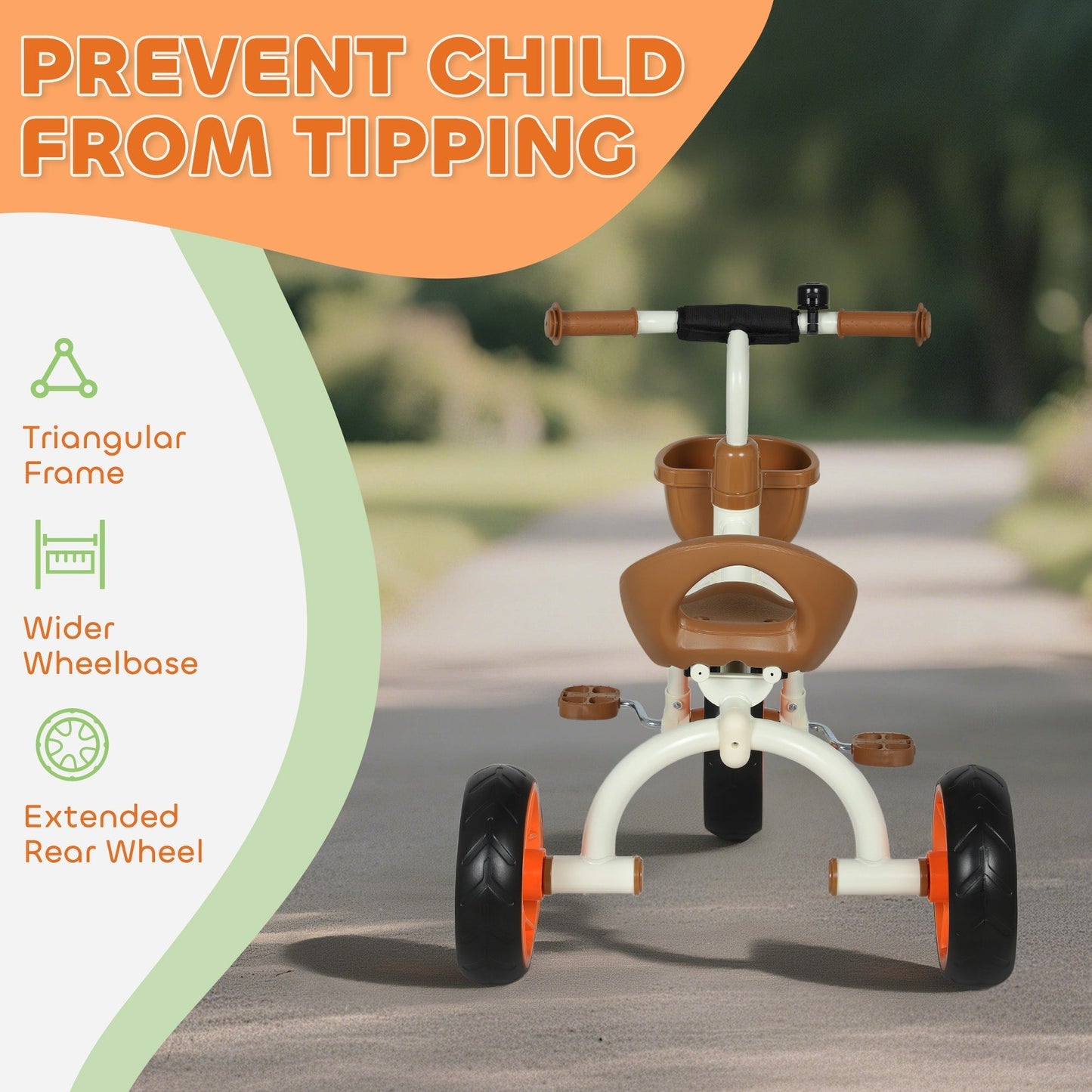 AIYAPLAY Kids Trike, Toddler Tricycle with Front Basket and EVA Wheels for Ages 2-5 Years, Indoor Outdoor for Boys Girls, Orange