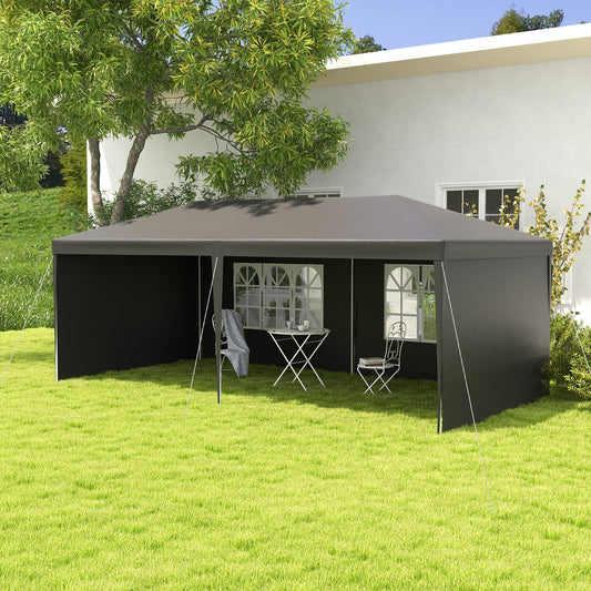 Outsunny 2.95 x 5.83 m Semi-Open Gazebo - Dark Grey