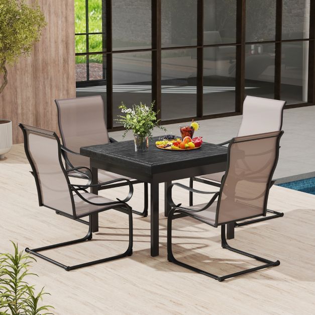 Set of 2 patio chairs with high backrest & mesh seat rocking chairs
