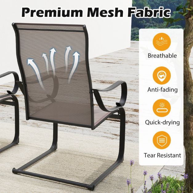 Set of 2 patio chairs with high backrest & mesh seat rocking chairs