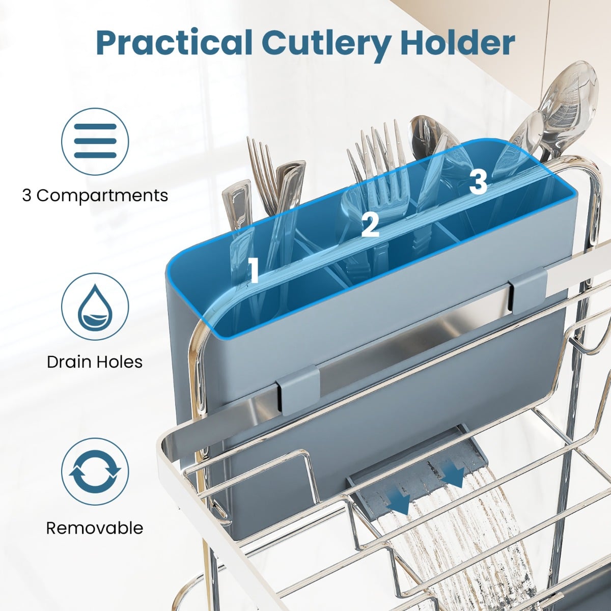 2-Tier Dish Drying Rack with Stemware and Cutlery Holder