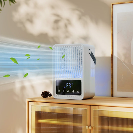HOMCOM Portable Air Conditioner, 4-in-1 Mini Air Cooler with 3 Wind Speed, 2 Mist Mode, 7 Colour RGB Light, Black and White
