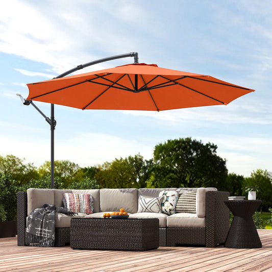 Outsunny 3 m Overhanging Cantilever Parasol in Orange, image 2