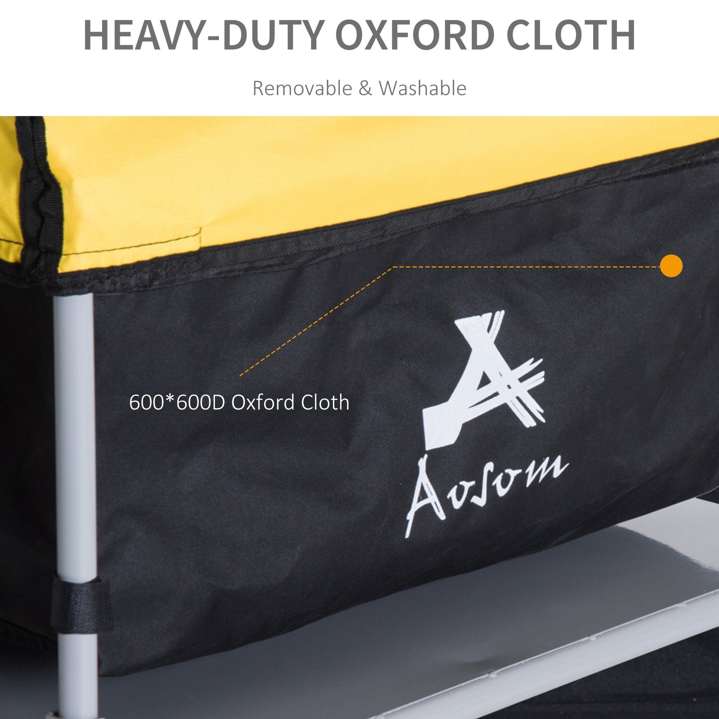 HOMCOM Two-Wheel Bicycle Large Cargo Wagon Trailer Oxford Fabric, Folding Storage, & Removable Cover, Yellow
