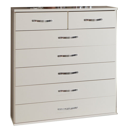 White Chest of Drawers BUDE Medium Chest, 7 Drawers