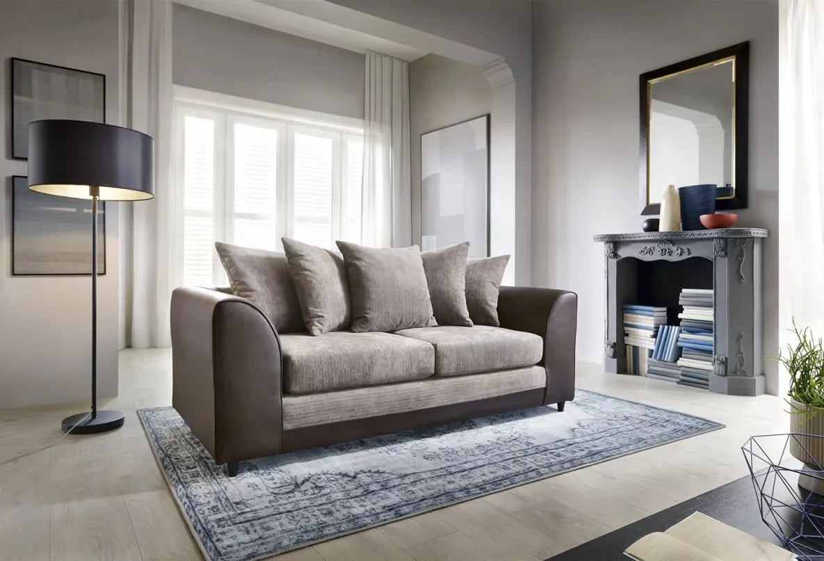 Linacre 3 Seater Sofa - Brown and Beige