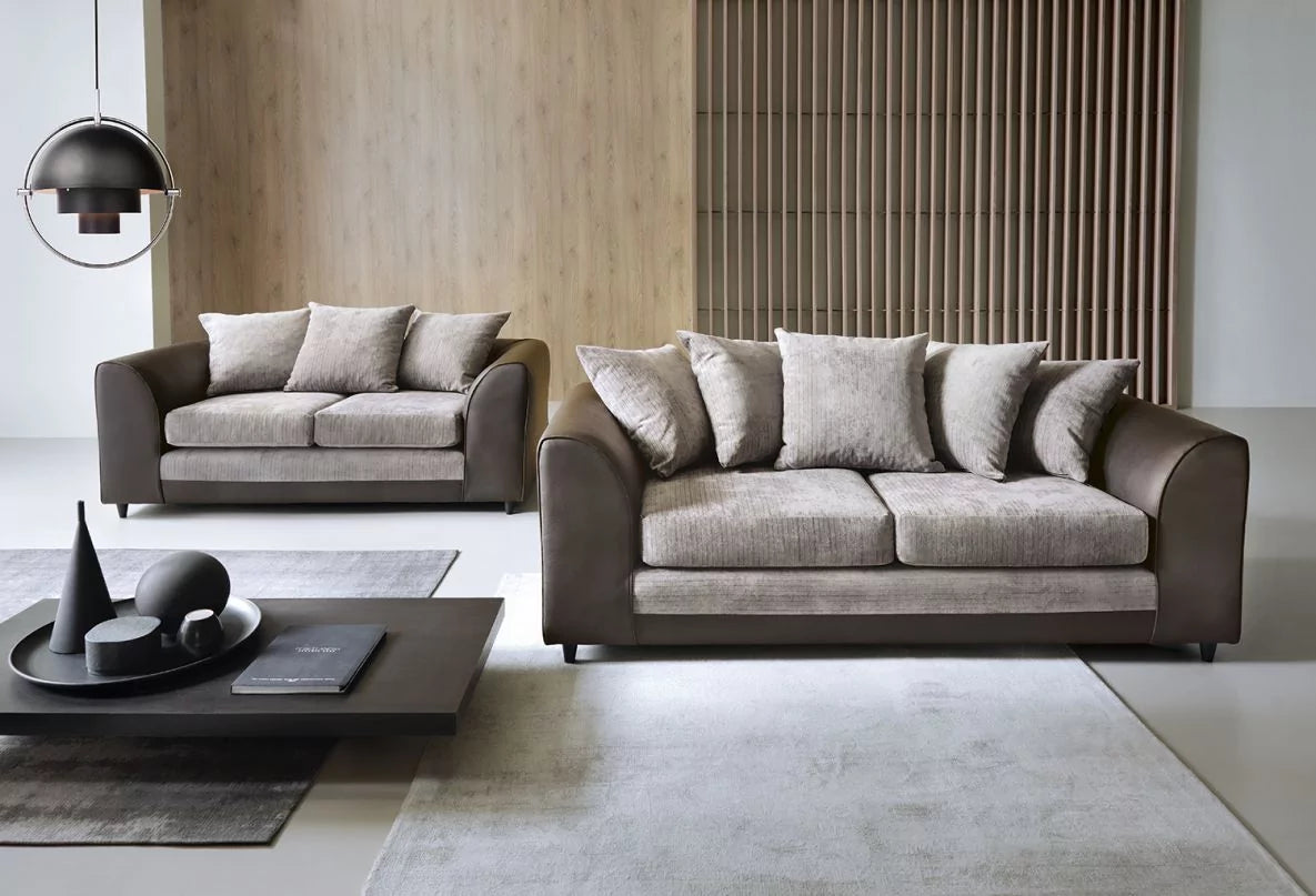 Linacre 2 + 3 Seater Sofa - Brown and Beige