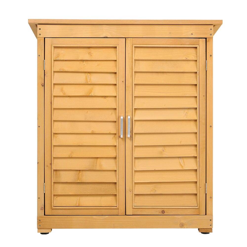 97cm H Outdoor Solid Wood Storage Cabinet Garden Tool Shed