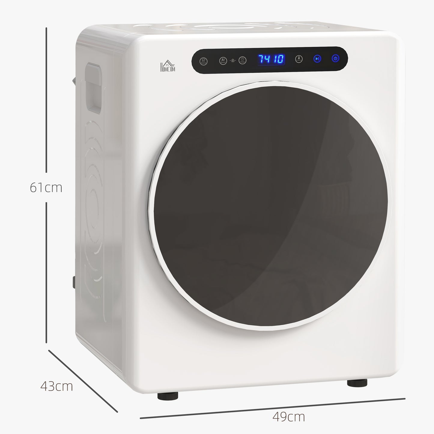HOMCOM 4kg Vented Tumble Dryer, 1000W Compact Freestanding Front Tumble Dryer with Stainless Steel Tub, Timer, 6 Heat Settings, Small Portable Clothes Dryer, White