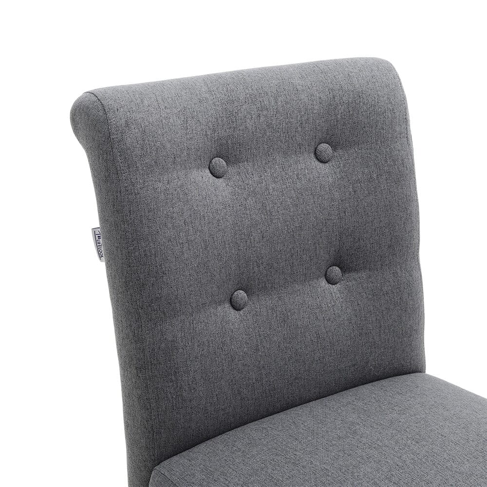 Set of 2 Contemporary Buttoned Accent Dining Chair Studded Rim Blue/Grey
