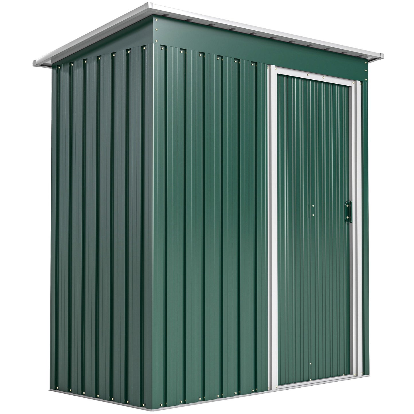 Outsunny 5 x 3ft Garden Storage Shed with Sliding Door and Sloped Roof Outdoor Equipment Tool, Green