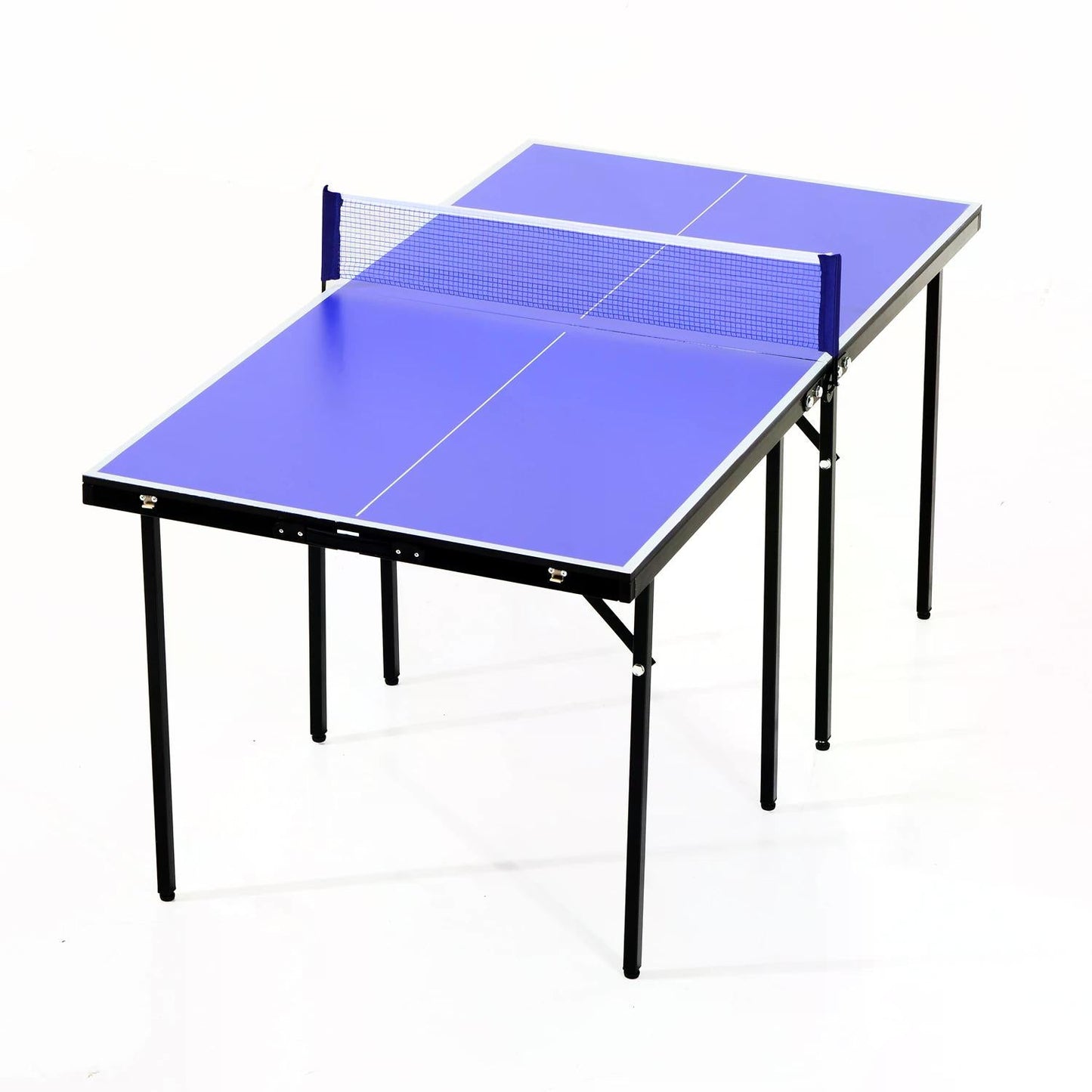 HOMCOM Folding 5ft Mini Compact Table Tennis Top Ping Pong Table Set Professional Net Games Sports Training Play Blue