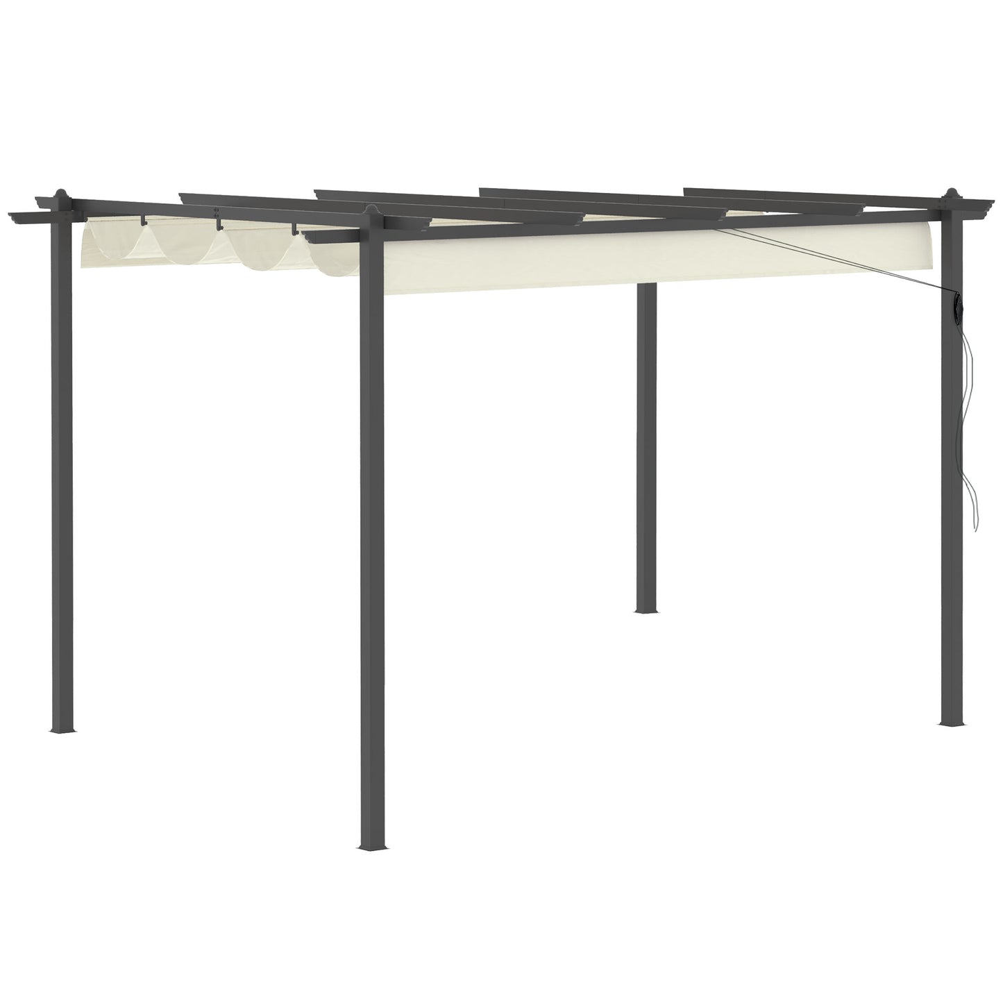 Outsunny 4 x 3(m) aluminiowa pergola z rozsuwanym dachem, zadaszenie ogrodowej altany na zewnątrz, patio, kremowo-biały