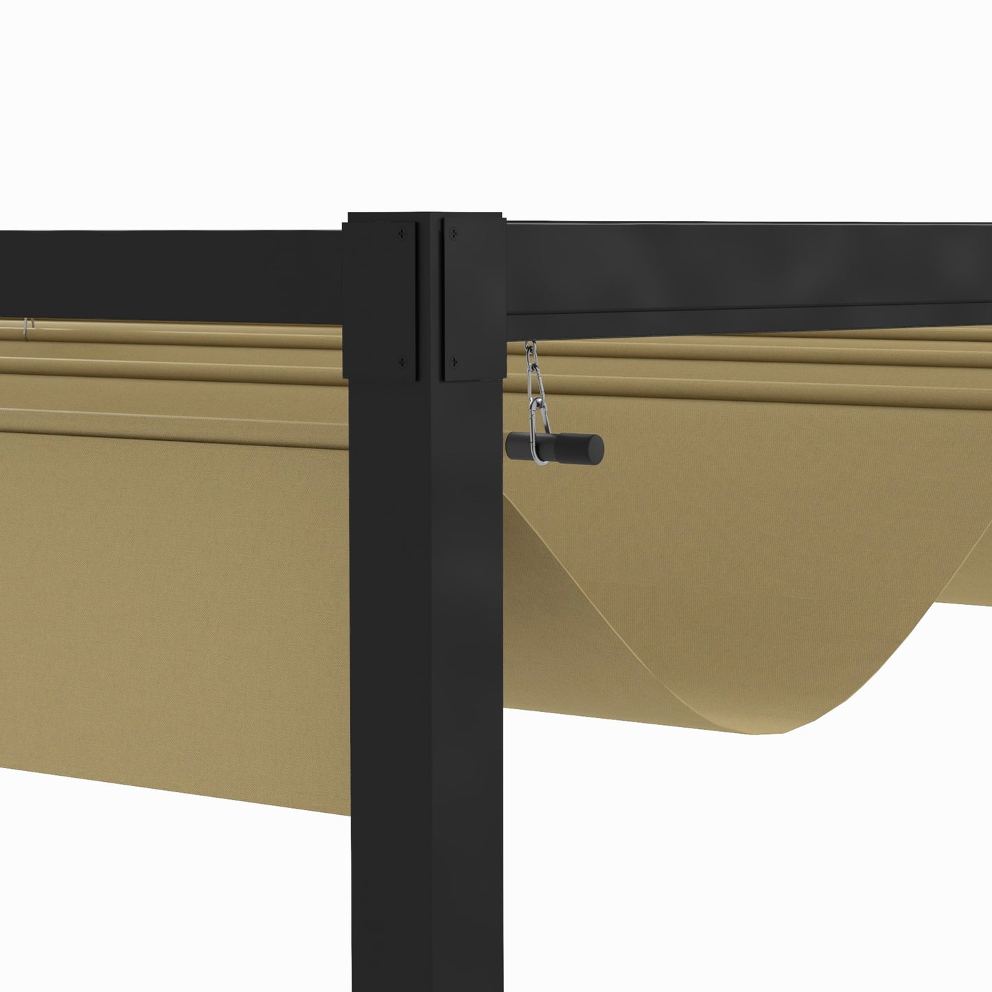 Outsunny 4 x 3(m) Metalowa pergola z rozsuwanym dachem, zadaszenie ogrodowej altany na zewnątrz, patio, khaki