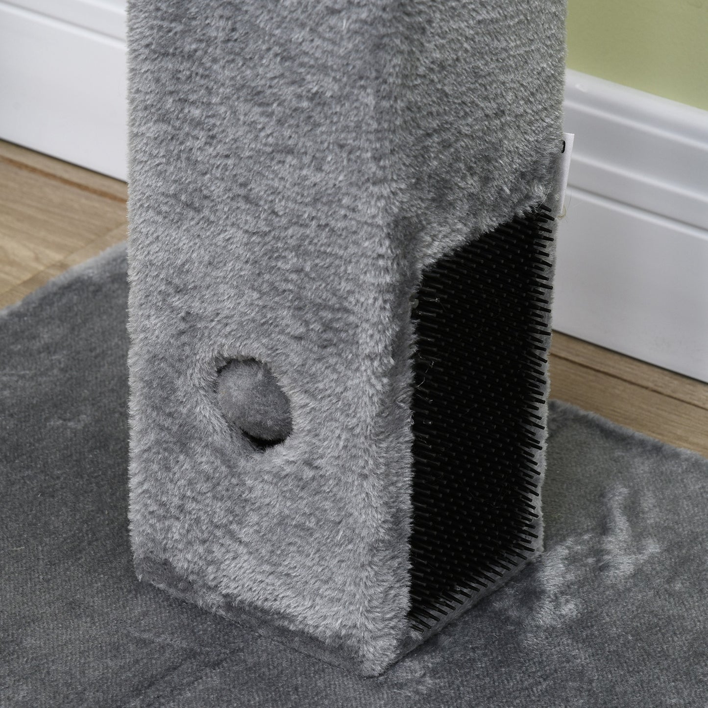 PawHut Cat Tree Scratching Post for Indoor Cats 79cm Jute Scratcher Climber w/ Carpet Base Dangling Toy – Grey