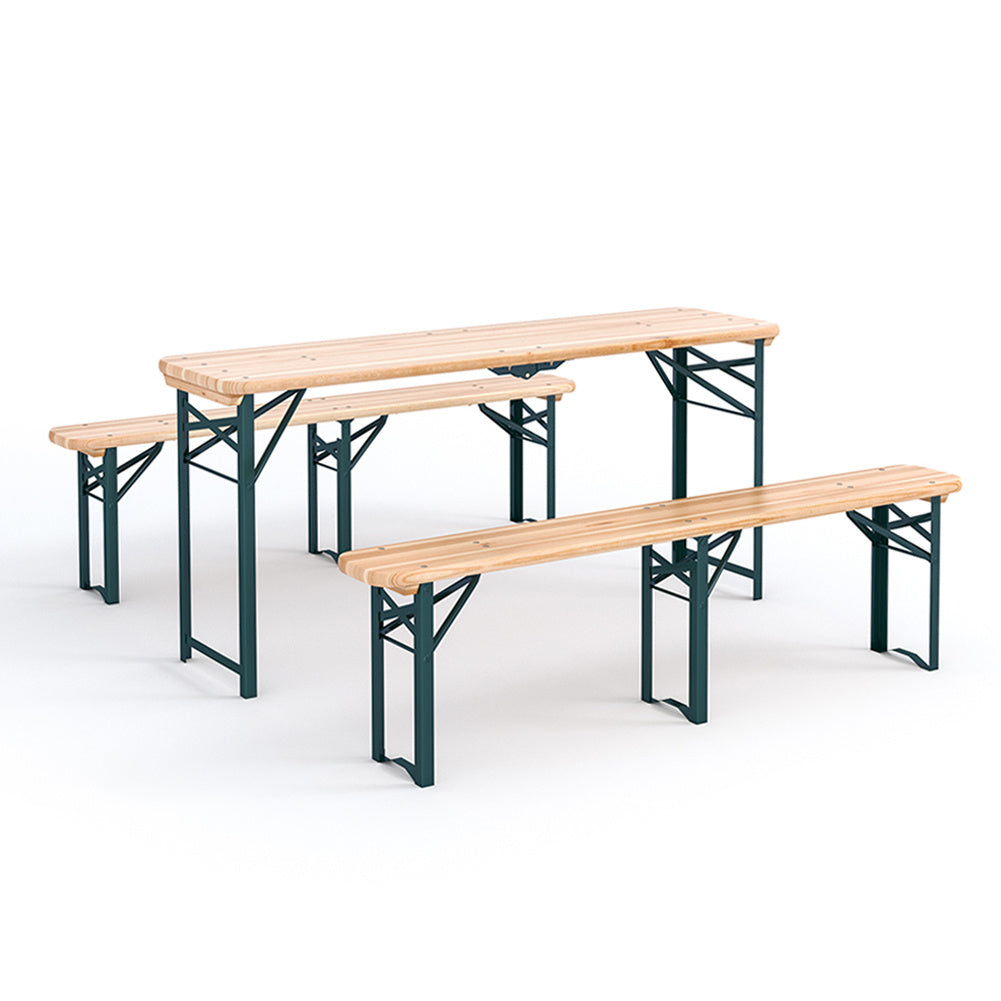 5.5ft L Folding Beer Table Chair Bench Set for Garden