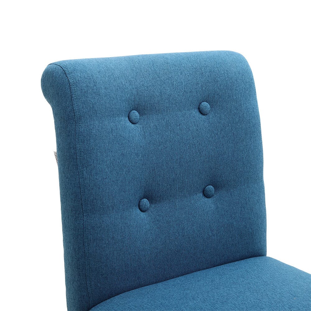 Set of 2 Contemporary Buttoned Accent Dining Chair Studded Rim Blue/Grey