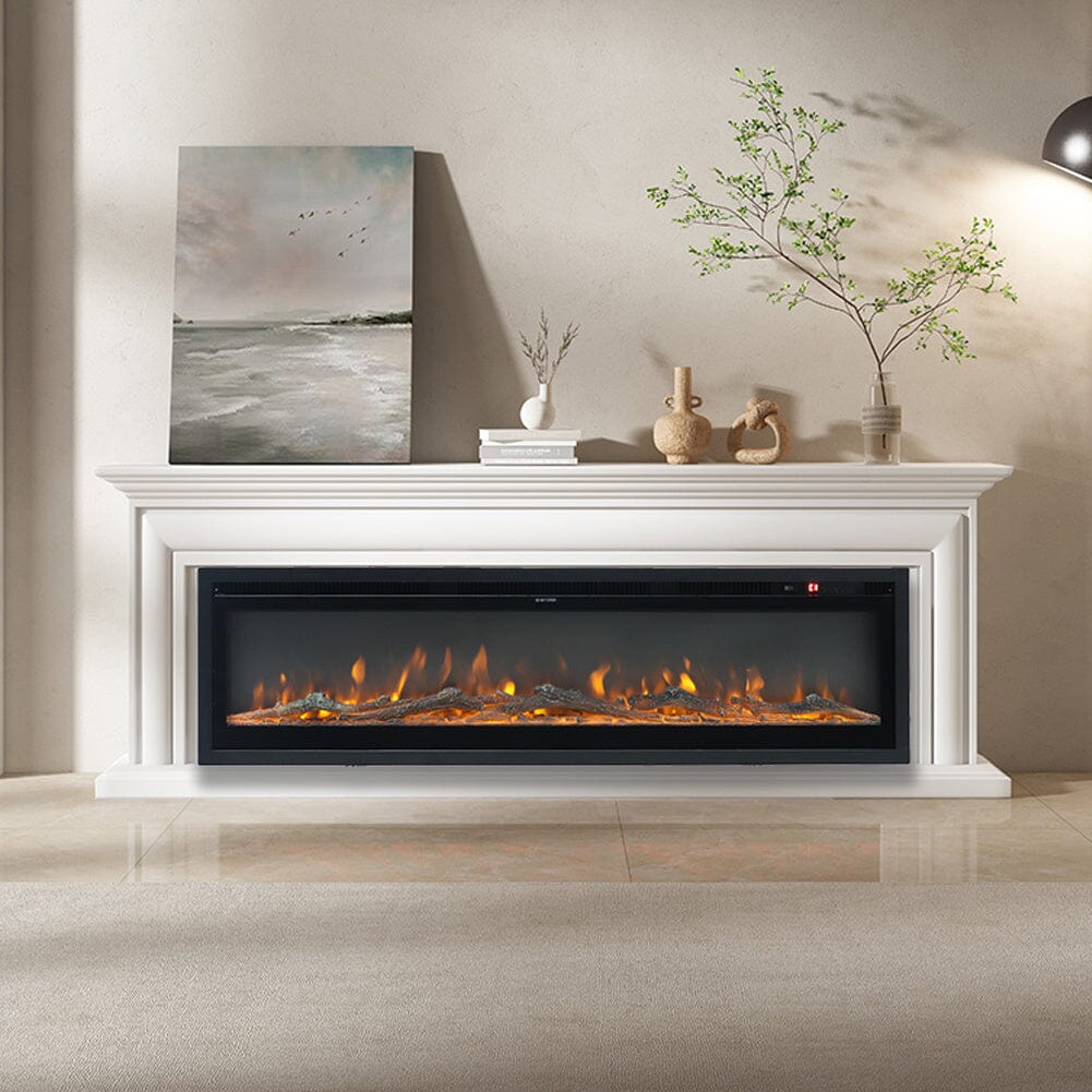 40/50/60/70/80 Inch Electric Fireplace 9 Colour LED Flame Effect Heater With Remote Control